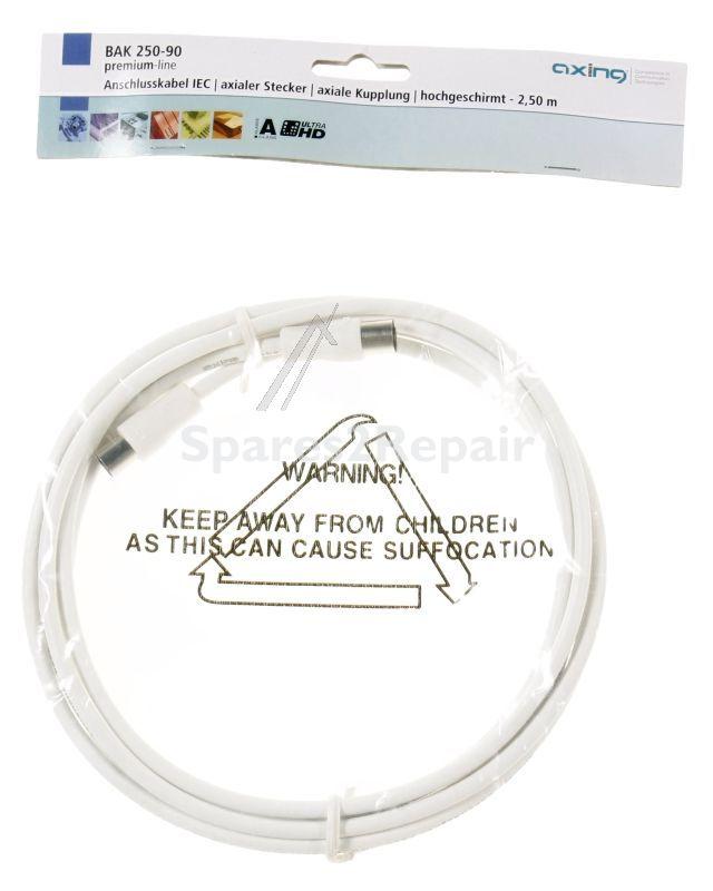 Axing Aerial Connecting Cable - Bak 250-90 9,5 Mm Coaxial Plug- 9,5 Mm Coaxial Socket, Iec Lead 2.5m