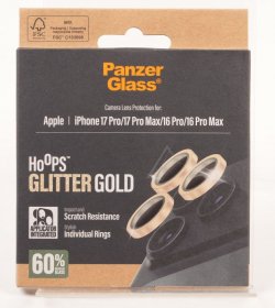 Panzerglass Display Protective Film - Pg38210 Panzerglass Hoops Glitter Gold Camera Lens Protector Iphone 17 Pro | Iphone 17 Pro Max | Iphone 16 Pro | 16 Pro Max