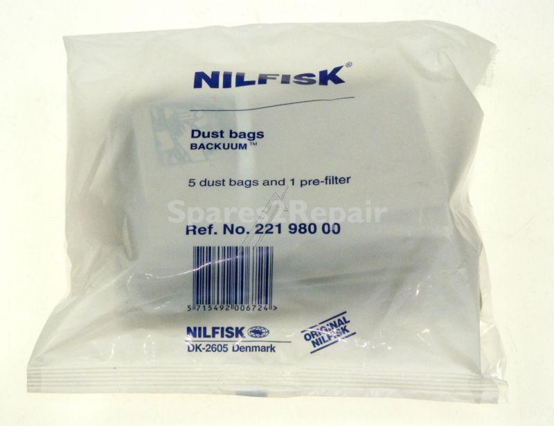 Nilfisk Vacuum Cleaner Bags - 22198000 Dust Bags X 5 + Pre-filter Backuum