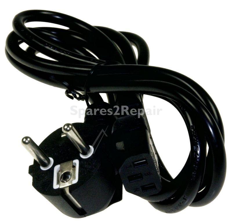 Compatible Cold Mains Plug And Lead - Power Cord Cold 3 Pins 1 8m Black Euro Plug