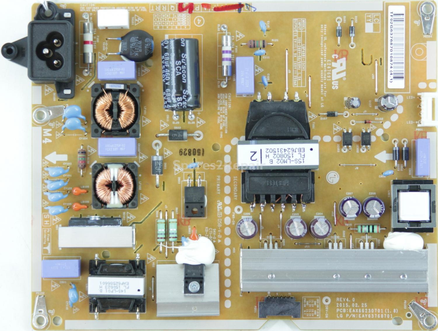 LG 49LF540V - Power Supply - EAY63768701 REV4.0 - EAX66230701(1.8) - LGP49BI-15CH1