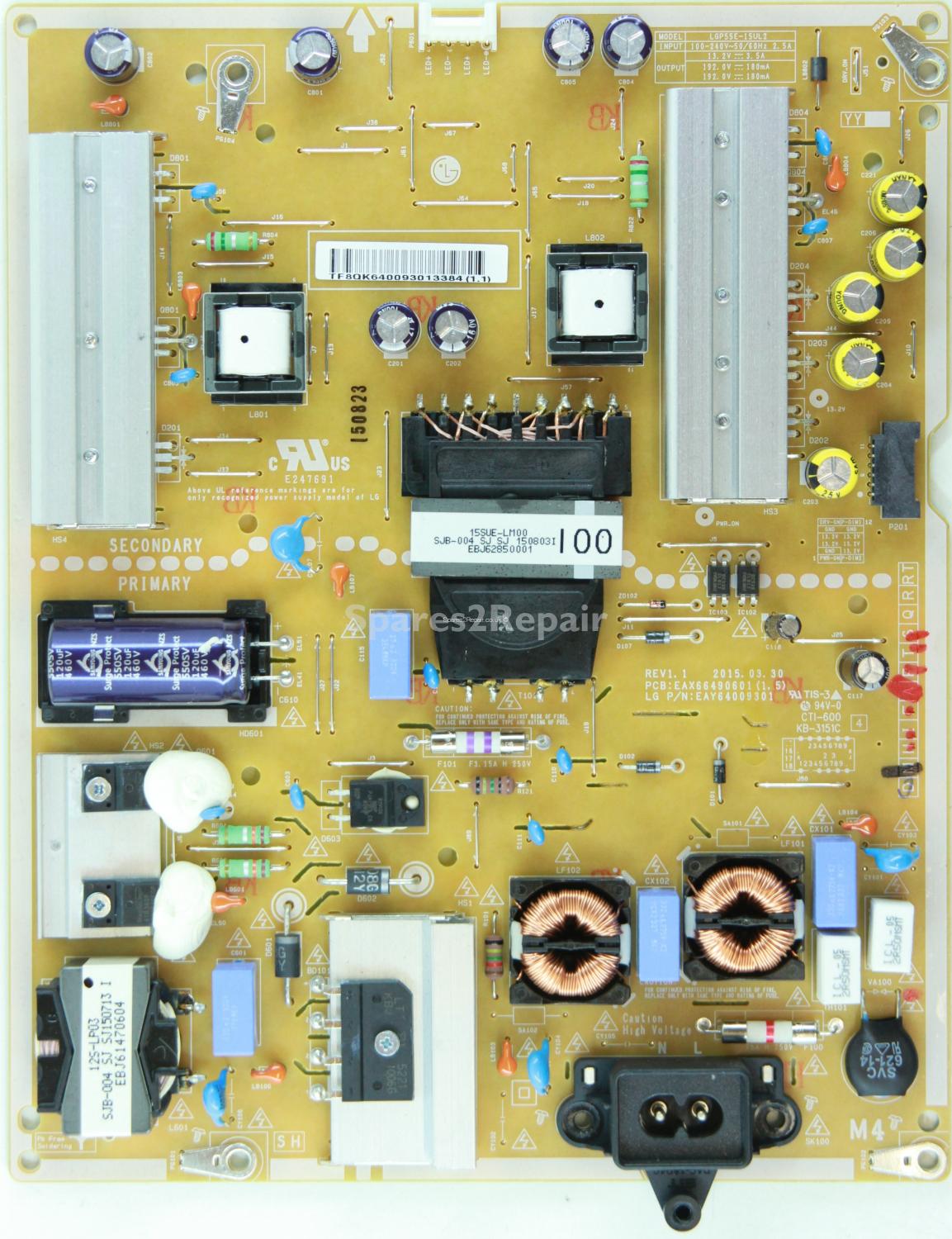 LG 55UF680V - Power Supply - EAY64009301 - REV:1.1 - EAX66490601 (1.5) - LGP55E-15UL2 - YY