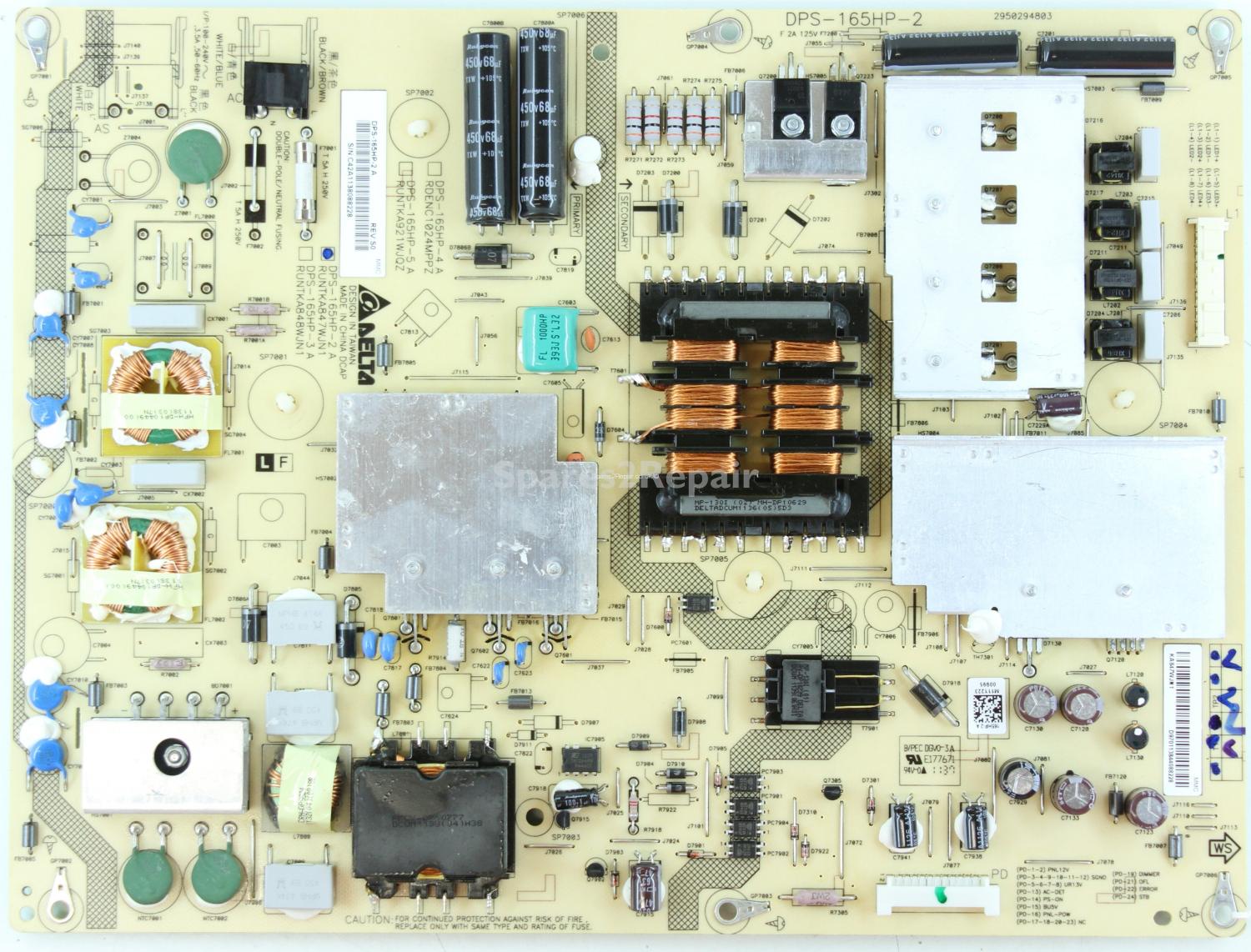 Sharp LC-60LE636E - Power Supply - DPS-165HP-2 A - REV:S0 - RUNTKA847WJN1 - 2950294803 - KA847WJN1